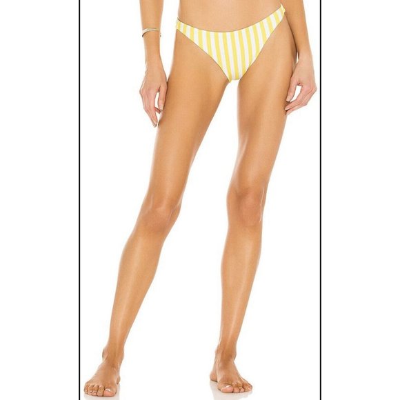 MIKOH Miyako 2 Bikini Bottom Yellow White Stripe - Picture 2 of 5